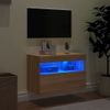 Mueble De Tv De Pared Con Luces Led Roble Sonoma 60x30x40 Cm