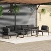 Set Muebles De Jardín 7 Piezas Y Cojines Aluminio Gris Antracita