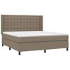 Cama Box Spring Colchón Y Luces Led Tela Gris Taupe 180x200 Cm