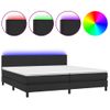 Cama Box Spring Colchón Y Led Cuero Sintético Negro 200x200 Cm