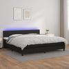 Cama Box Spring Colchón Y Led Cuero Sintético Negro 200x200 Cm