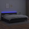 Cama Box Spring Colchón Y Led Cuero Sintético Negro 200x200 Cm