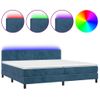 Cama Box Spring Colchón Y Led Terciopelo Azul Oscuro 200x200 Cm