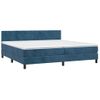 Cama Box Spring Colchón Y Led Terciopelo Azul Oscuro 200x200 Cm