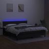 Cama Box Spring Colchón Y Luces Led Tela Negro 180x200 Cm