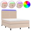 Cama Box Spring Colchón Led Cuero Sintético Capuchino 140x190cm