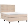 Cama Box Spring Colchón Led Cuero Sintético Capuchino 140x190cm