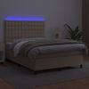 Cama Box Spring Colchón Led Cuero Sintético Capuchino 140x190cm