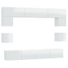 Set De Muebles De Tv 8 Piezas Madera Contrachapada Blanco Brillo