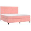 Cama Box Spring Colchón Y Led Terciopelo Rosa 180x200 Cm