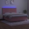 Cama Box Spring Colchón Y Led Terciopelo Rosa 180x200 Cm