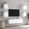 Muebles De Tv De Pared Con Led 6 Piezas Madera Ingeniería Blanco