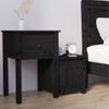 Mesita De Noche Madera Maciza De Pino Negro 79,5x38x65,5 Cm