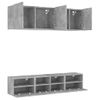 Muebles De Tv De Pared 5 Piezas Madera Ingeniería Gris Hormigón