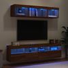 Muebles Tv Pared Con Led 5 Piezas Madera Ingeniería Marrón Roble