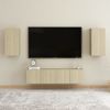 Muebles De Pared De Tv 4 Piezas Aglomerado Color Roble Sonoma