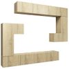 Set De Muebles Para Tv 8 Piezas Madera Contrachapada Roble Sonoma