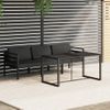 Set Muebles De Jardín 4 Piezas Y Cojines Aluminio Gris Antracita