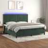 Cama Box Spring Colchón Y Led Terciopelo Verde Oscuro 200x200cm