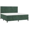 Cama Box Spring Colchón Y Led Terciopelo Verde Oscuro 200x200cm