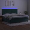 Cama Box Spring Colchón Y Led Terciopelo Verde Oscuro 200x200cm