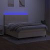 Cama Box Spring Colchón Y Luces Led Tela Crema 180x200 Cm