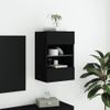 Mueble De Tv De Pared Con Luces Led Negro 40x30x60,5 Cm