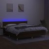 Cama Box Spring Con Colchón Led Tela Marrón Oscuro 180x200 Cm