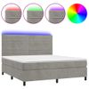 Cama Box Spring Colchón Y Led Terciopelo Gris Claro 180x200 Cm