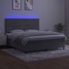 Cama Box Spring Colchón Y Led Terciopelo Gris Claro 180x200 Cm