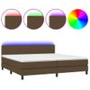 Cama Box Spring Con Colchón Led Tela Marrón Oscuro 200x200 Cm