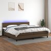 Cama Box Spring Con Colchón Led Tela Marrón Oscuro 200x200 Cm