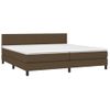 Cama Box Spring Con Colchón Led Tela Marrón Oscuro 200x200 Cm