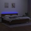 Cama Box Spring Con Colchón Led Tela Marrón Oscuro 200x200 Cm