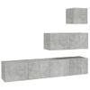 Set De Muebles De Tv 4 Piezas Madera Contrachapada Gris Hormigón