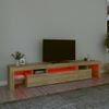 Mueble De Tv Con Luces Led Roble Sonoma 215x36,5x40 Cm