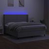 Cama Box Spring Colchón Y Luces Led Tela Gris Claro 180x200 Cm