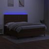 Cama Box Spring Colchón Luces Led Tela Marrón Oscuro 180x200cm