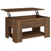 Mesa De Centro Madera Contrachapada Roble Marrón 79x49x41 Cm