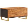 Mesa De Centro Madera Maciza De Mango Negro Marrón 80x50x40 Cm