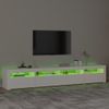 Mueble De Tv Con Luces Led Blanco 240x35x40 Cm