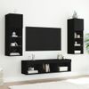 Muebles De Tv De Pared Con Led 5 Piezas Madera Ingeniería Negro