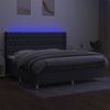 Cama Box Spring Colchón Y Luces Led Tela Gris Claro 200x200 Cm