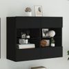 Mueble De Tv De Pared Con Luces Led Negro 78,5x30x60,5 Cm