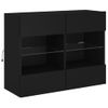 Mueble De Tv De Pared Con Luces Led Negro 78,5x30x60,5 Cm