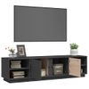 Mueble De Tv Madera Maciza De Pino Gris 156x40x40 Cm