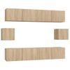 Set De Muebles Para Tv 6 Piezas Madera Contrachapada Roble Sonoma