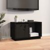 Mueble De Tv De Madera Maciza De Pino Negro 74x35x44 Cm