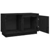 Mueble De Tv De Madera Maciza De Pino Negro 74x35x44 Cm