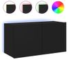 Mueble De Tv De Pared Con Luces Led Negro 80x35x41 Cm